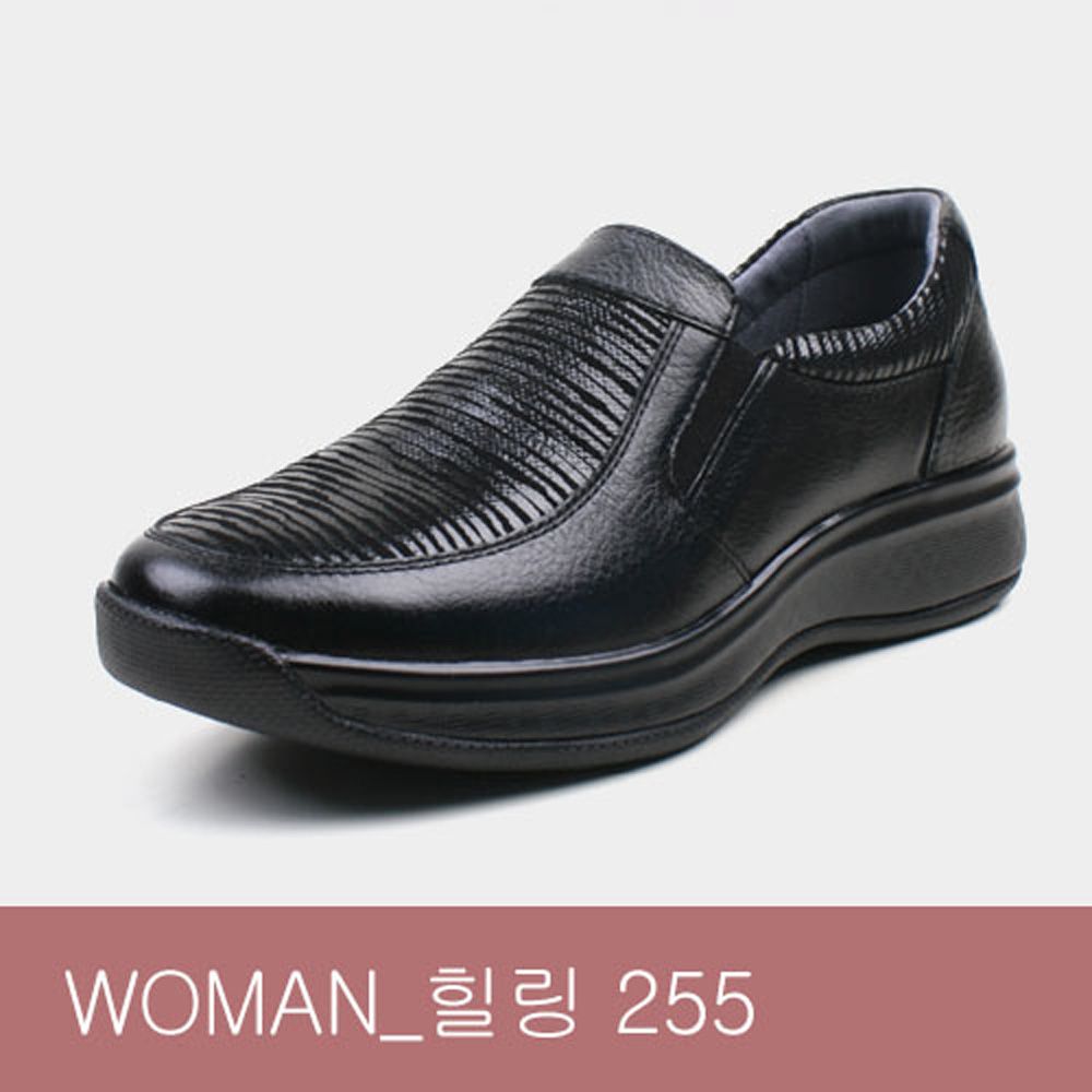 [Dr.K] Women's Comfort Slip-on Healing255 BLACK-Sneakers with Arch Support, Walking Shoes for Foot and Heel Pain Relief-Made in Korea